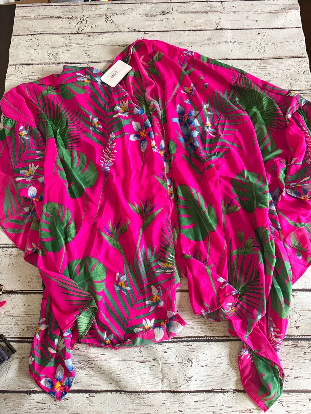 Caramela Somewhere On A Beach Kimono in Tropical Pink Print 3
