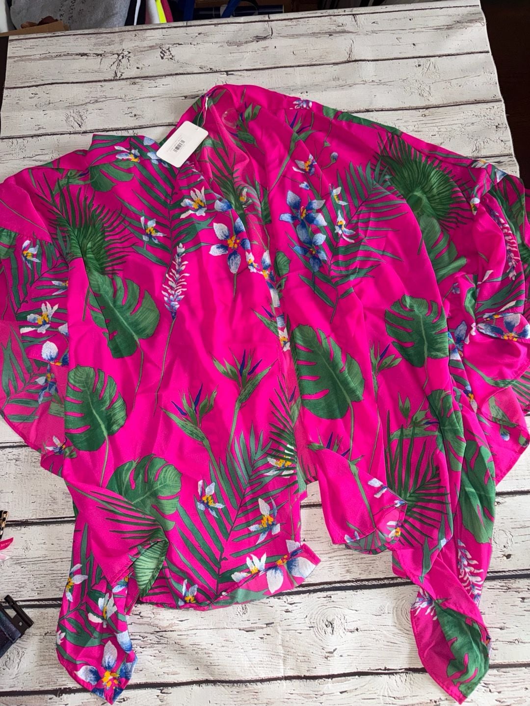 Caramela Somewhere On A Beach Kimono in Tropical Pink Print 4