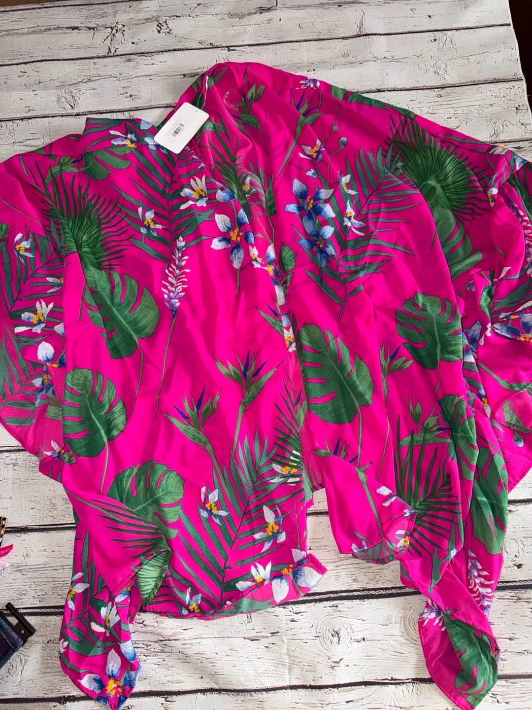Caramela Somewhere On A Beach Kimono in Tropical Pink Print 5