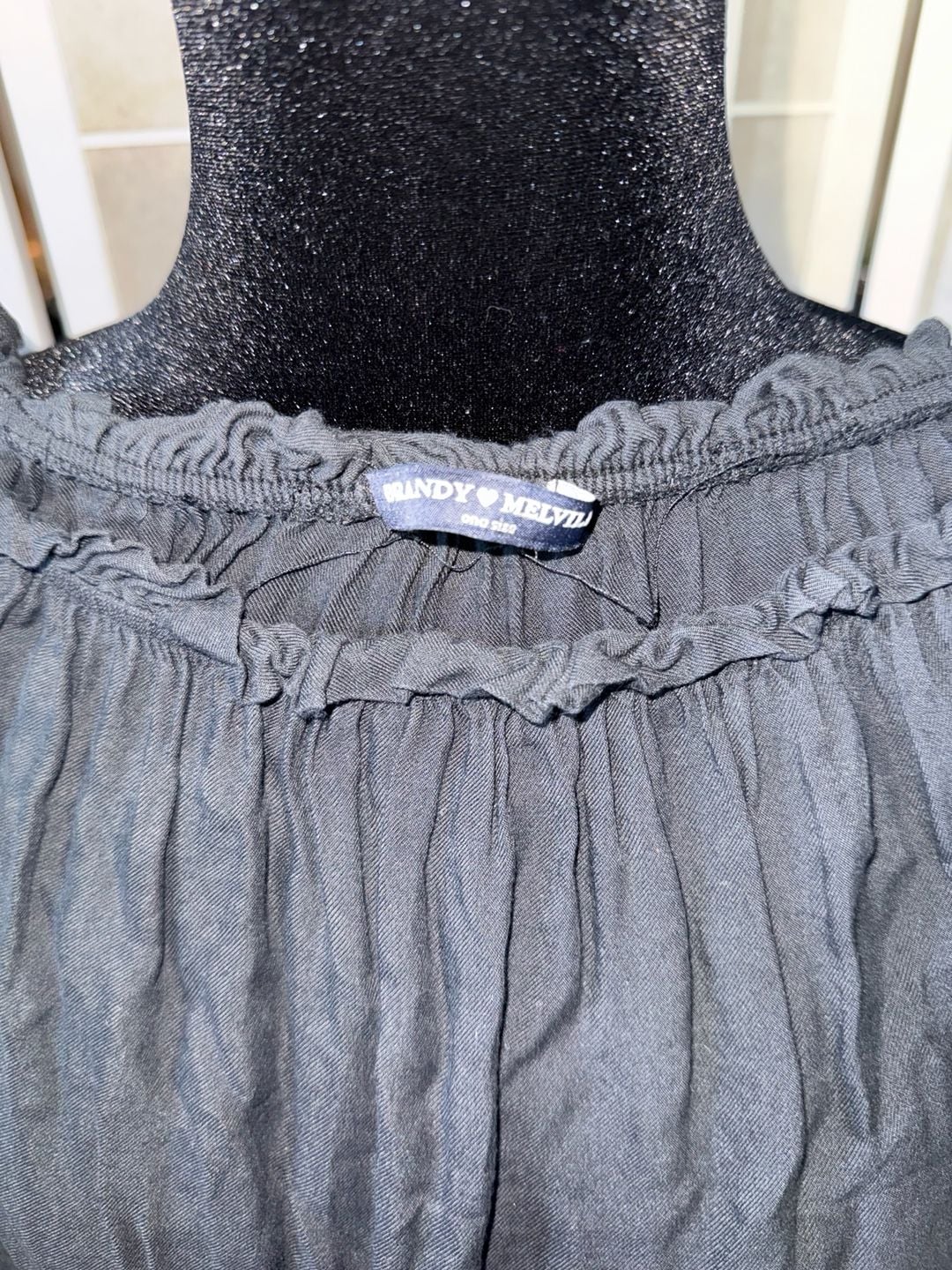 Brandy Melville Black Long Sleeve Off-The-Shoulder Ruffled Romper 7