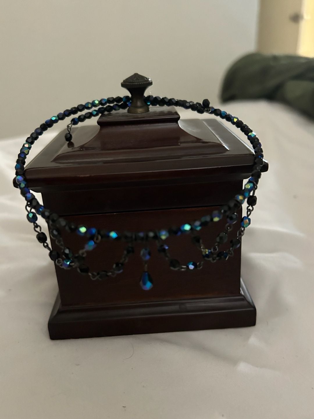 Victorian-Style Black and Aurora Borealis Blue Crystal Festoon Choker Necklace 1