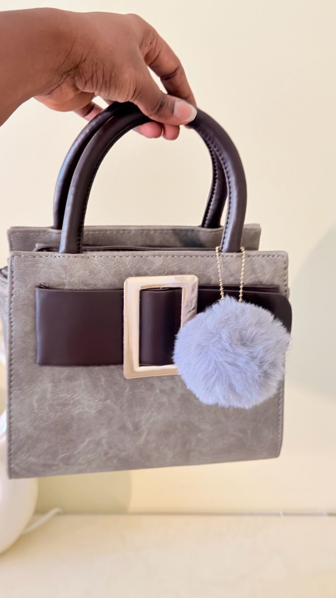 Women Faux-Leather Tote Messenger Handbag with Belt Buckle Lock and Ta - , 2