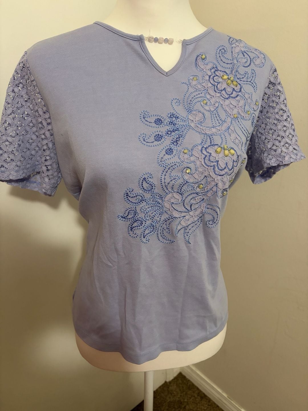Alfred Dunner Light Purple Embellished Floral Lace 2