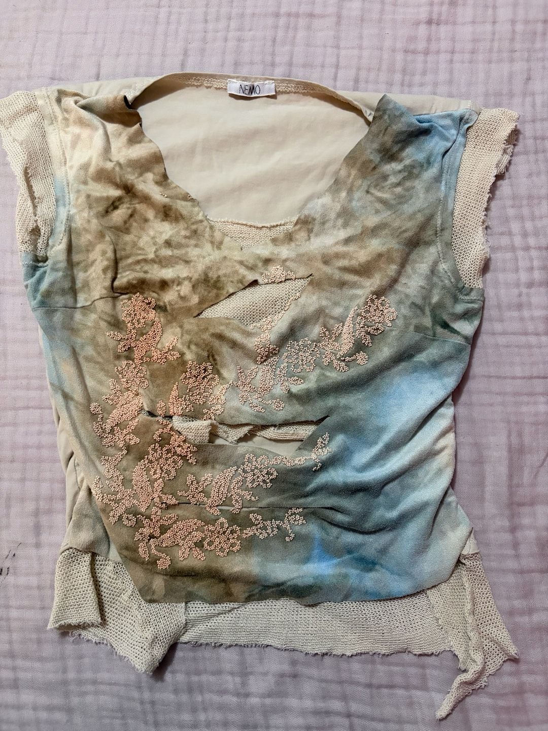NEMO Y2K Fairy Grunge Layered Sleeveless Top with Bead Embroidery 2
