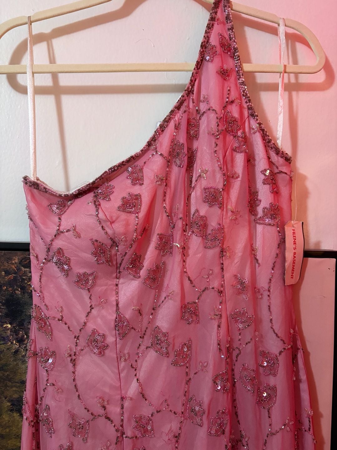Beads Vintage One-Shoulder Floral Beaded Maxi Formal Dress in Pink 3