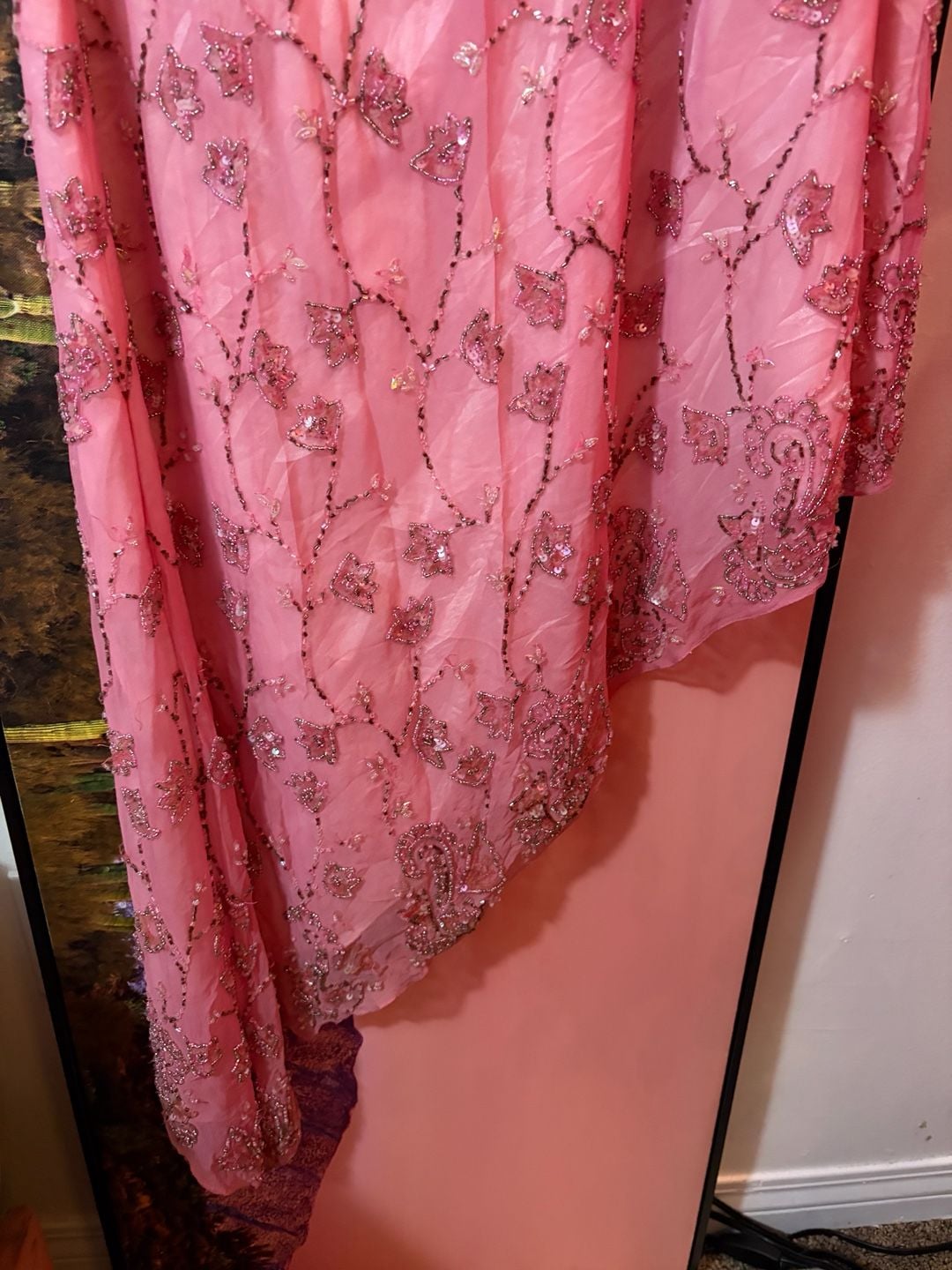 Beads Vintage One-Shoulder Floral Beaded Maxi Formal Dress in Pink 4