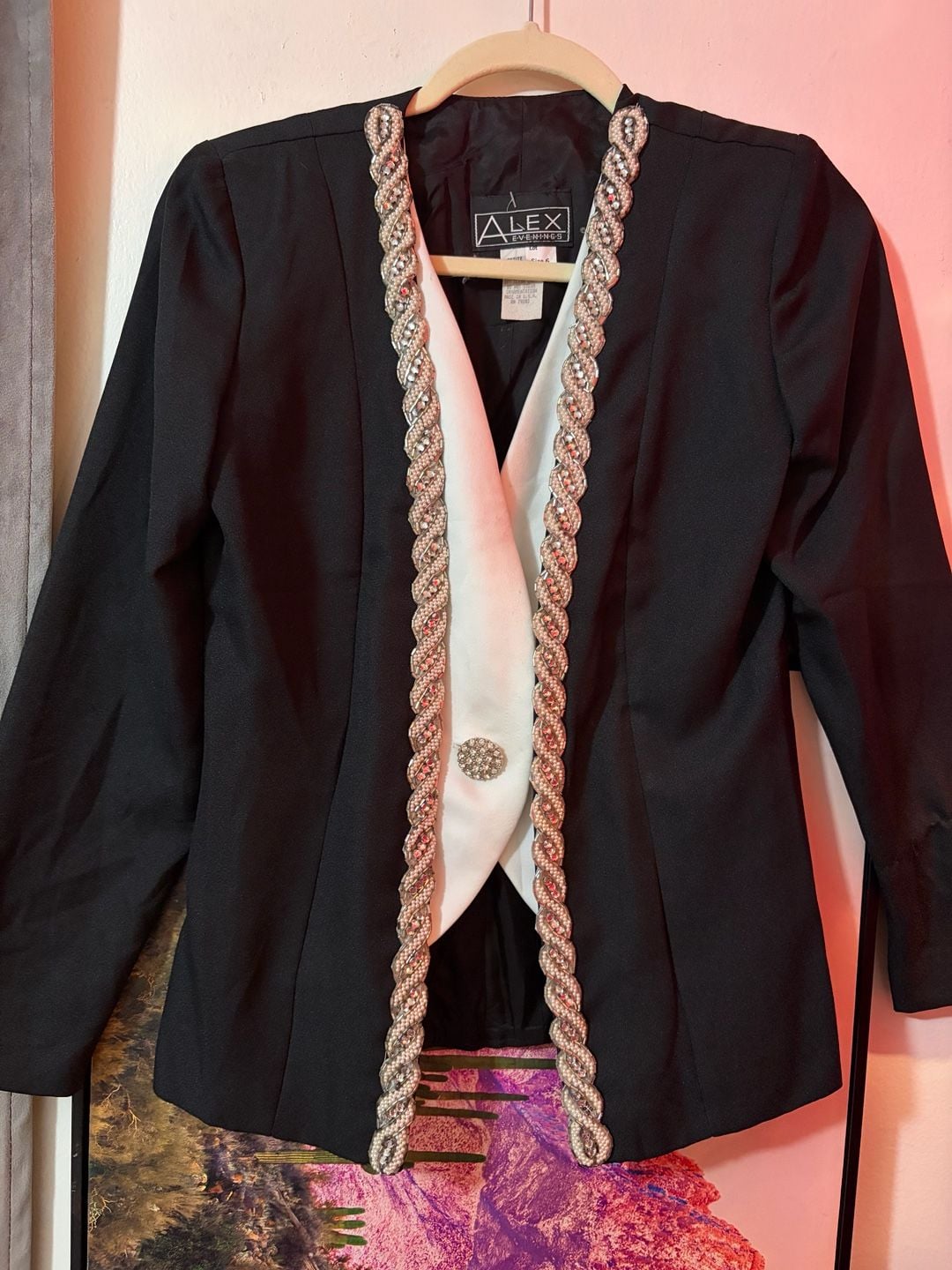 Alex Evenings Vintage Black and White Embellished Blazer 2