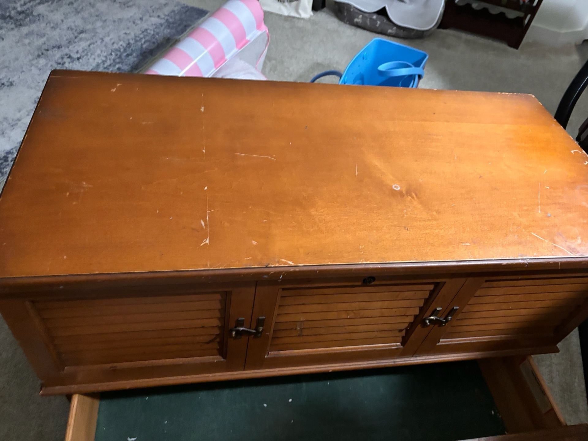 Vintage Lane Cedar Lined Blanket Chest with Louvered Shutter Facade and Drawer 3