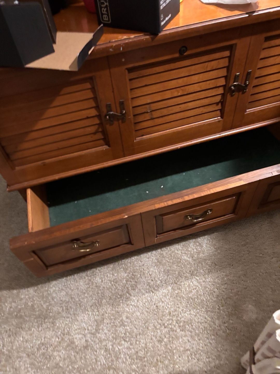 Vintage Lane Cedar Lined Blanket Chest with Louvered Shutter Facade and Drawer 4