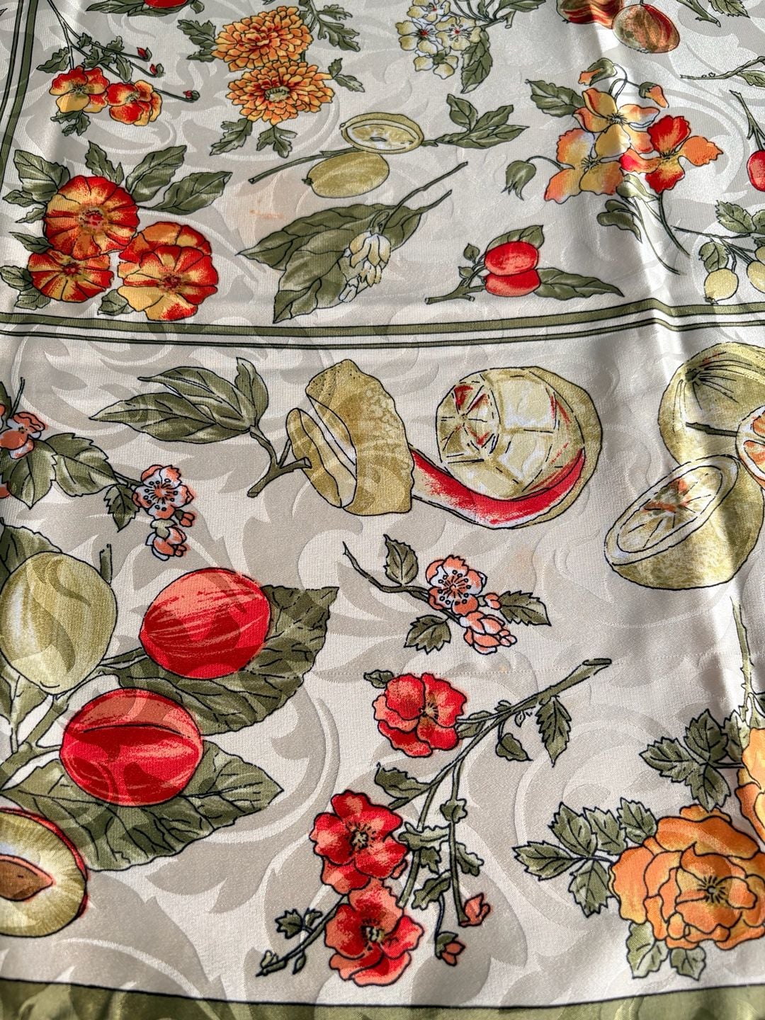 Vintage Fruit and Floral Print Decorative Square Scarf/Tablecloth 4