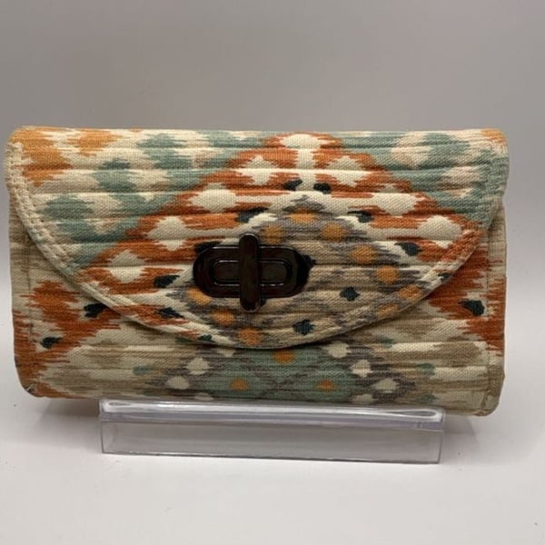 Stella & Dot Aztec Print Quilted Slim Clutch Wallet