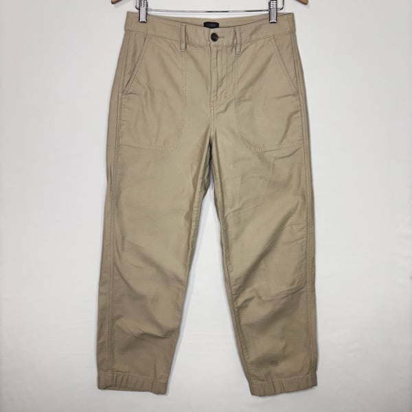 J Crew camp pants Size 6 khaki Tapered Patch Pocket Utility Quiet Luxury