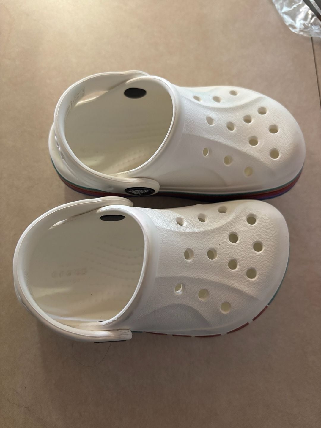 Crocs Bayaband Clog White Rainbow Stripe Toddler Shoes 2
