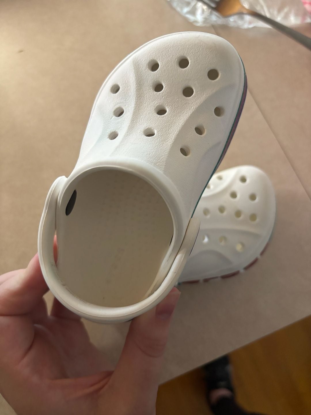 Crocs Bayaband Clog White Rainbow Stripe Toddler Shoes 4