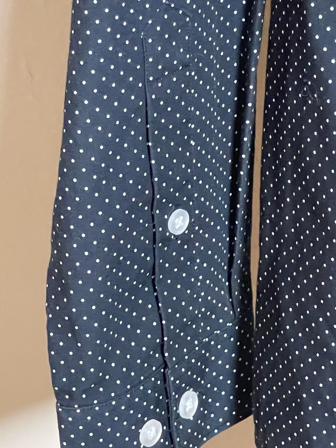 H&M Easy Iron Slim Fit, Navy and White Polka Dot Button Down Shirt 4