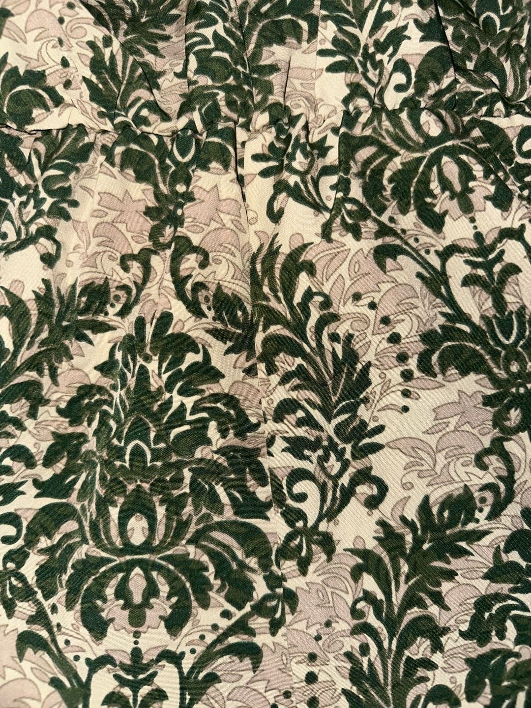 Plus Size 1xl SHEIN Green and Beige Damask Print Halter Romper 7