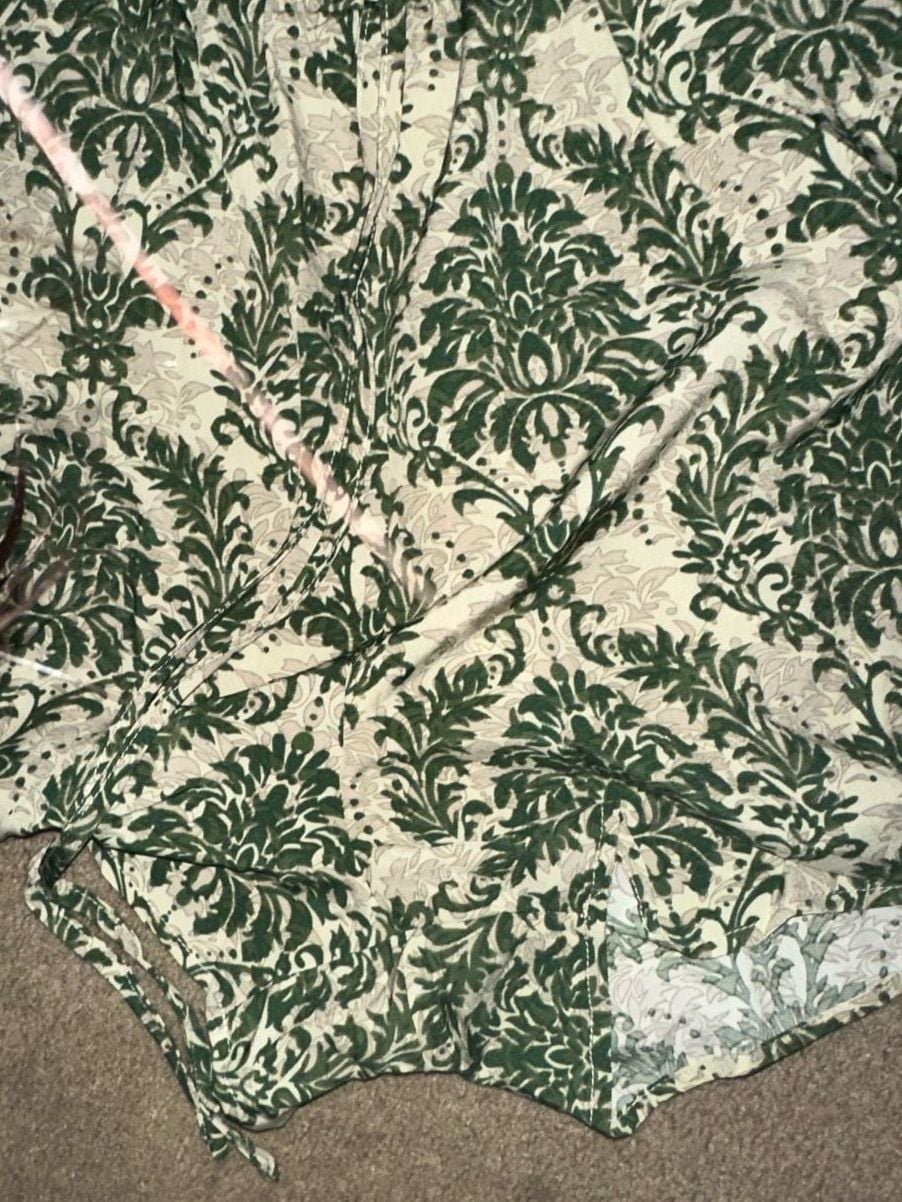 Plus Size 1xl SHEIN Green and Beige Damask Print Halter Romper 6