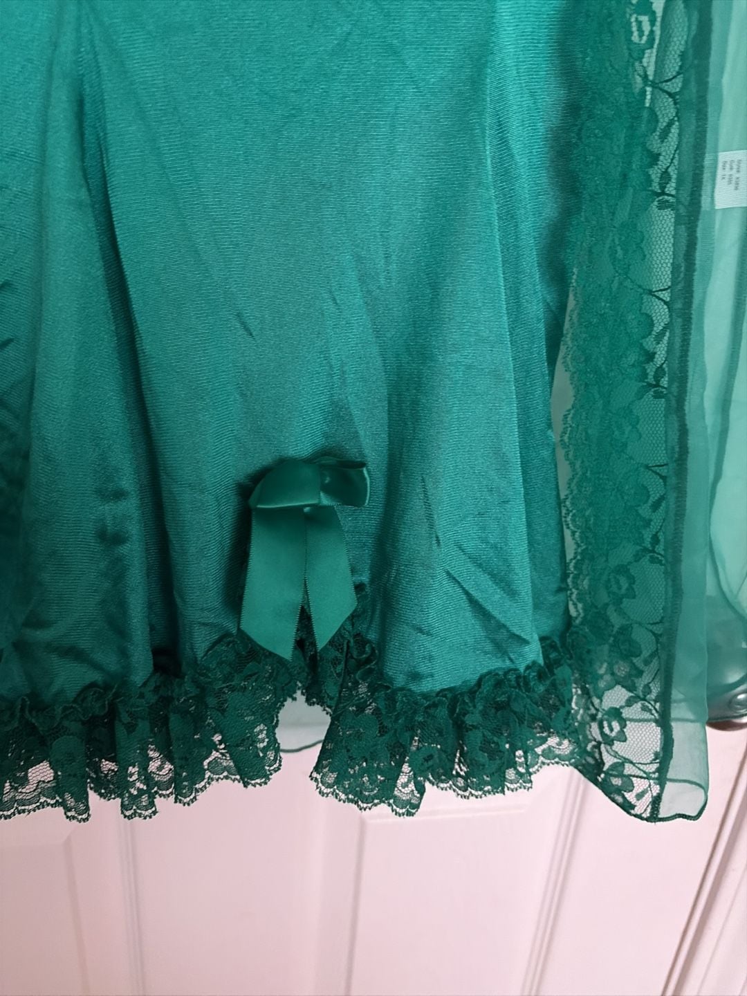 Intimate Attitudes Vintage Emerald Green Lace Babydoll Lingerie Set with Matching Robe 3