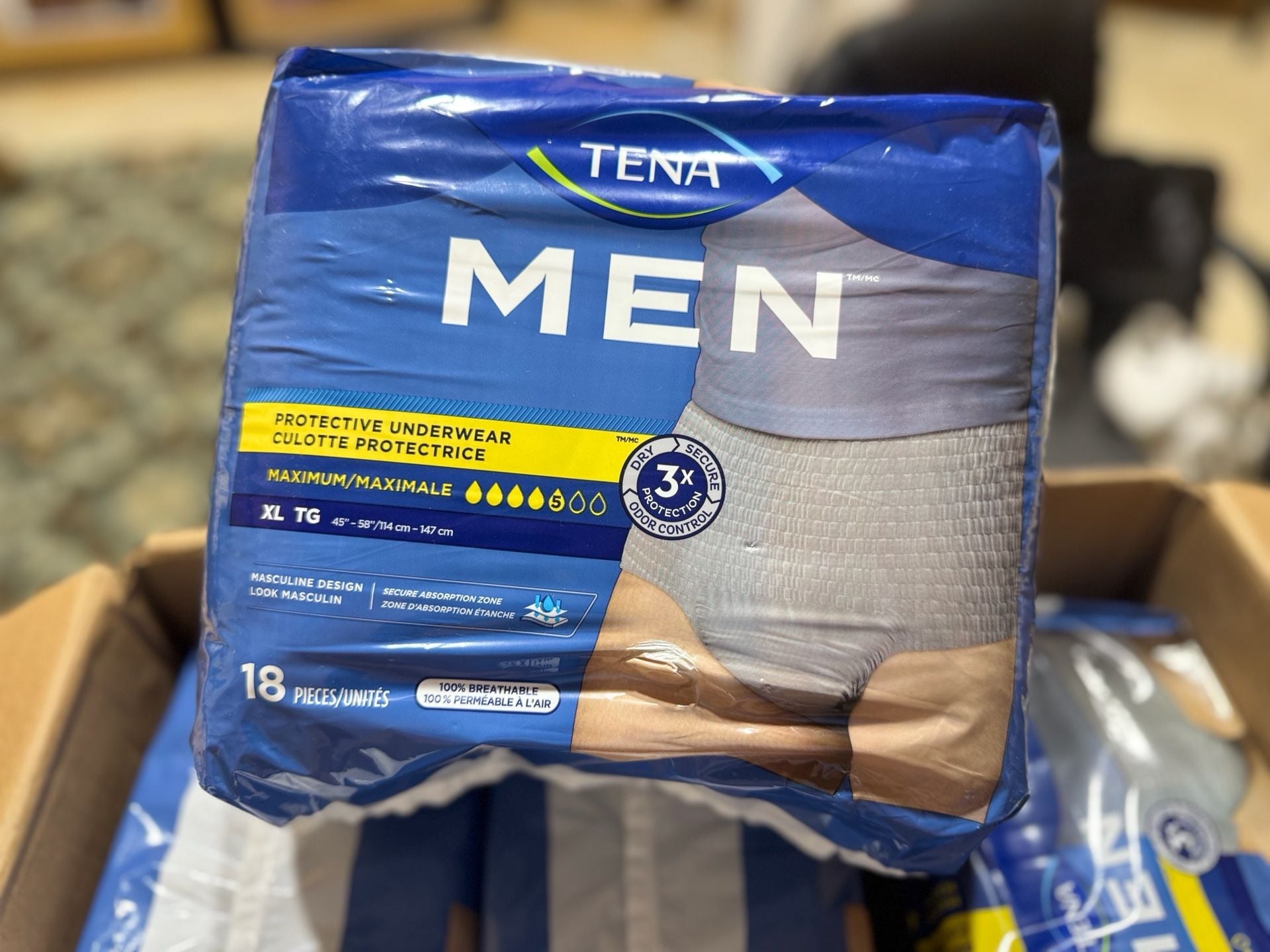 TENA Men Protective Underwear Maximum Absorbency, XL (45-58 inch waist), 72 Count Value Pack (4 packs of 18) 7