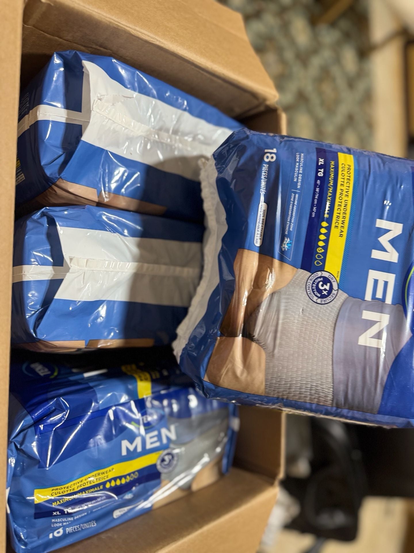 TENA Men Protective Underwear Maximum Absorbency, XL (45-58 inch waist), 72 Count Value Pack (4 packs of 18) 8