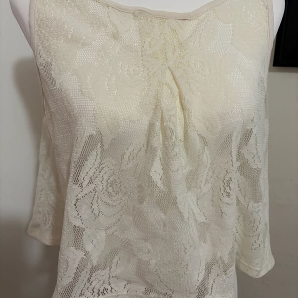 ABOUND Women's White Lace Sleeveless Tank Top with Back Zipper