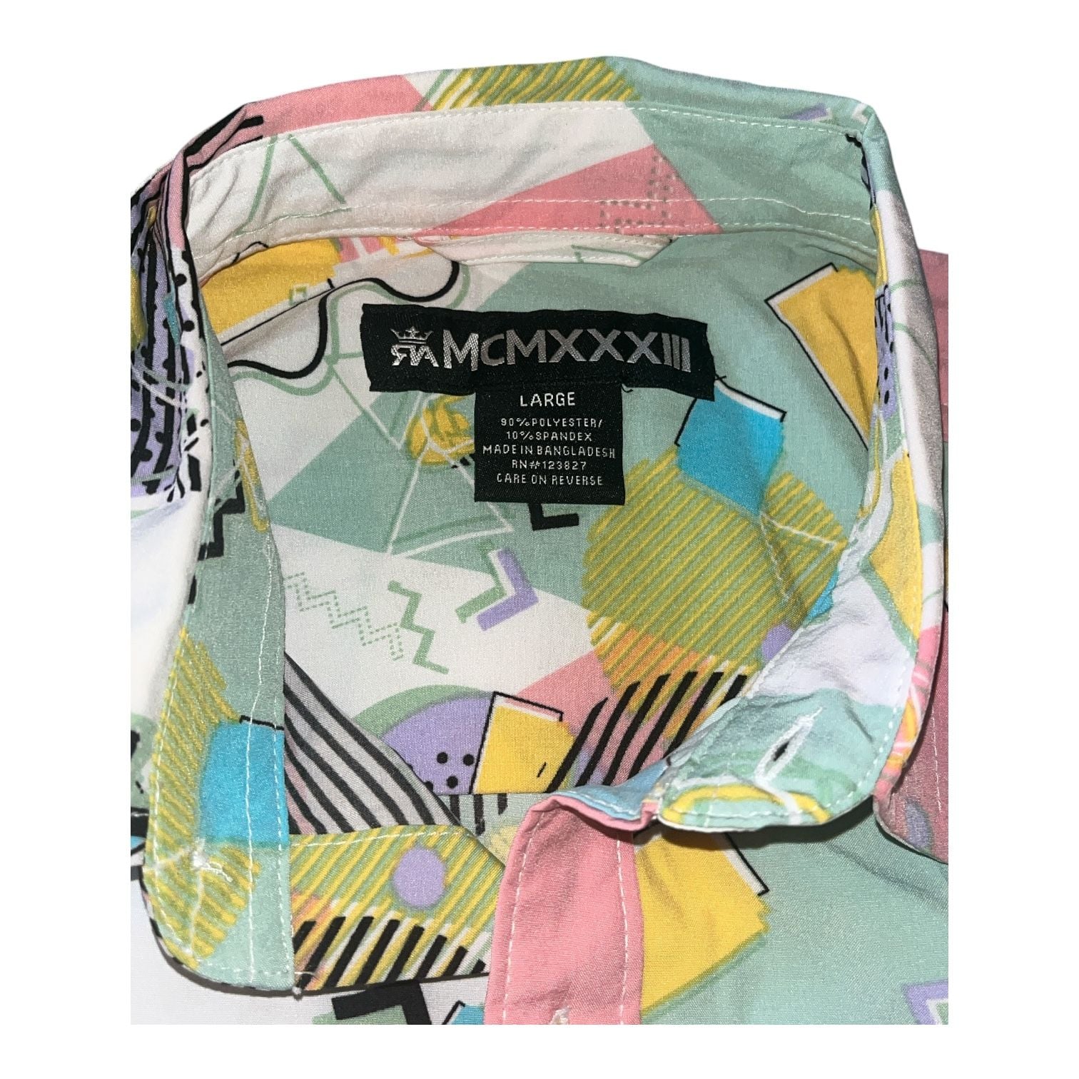 MCMXXXIII Men's Retro Geometric Short Sleeve Button-Up and Lined Swim Trunks Set 4