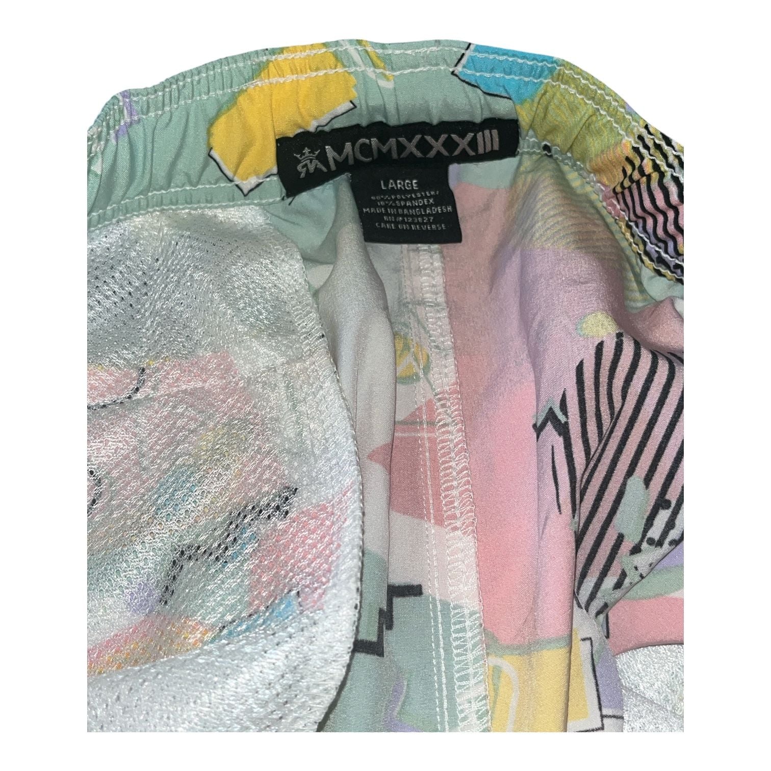 MCMXXXIII Men's Retro Geometric Short Sleeve Button-Up and Lined Swim Trunks Set 5