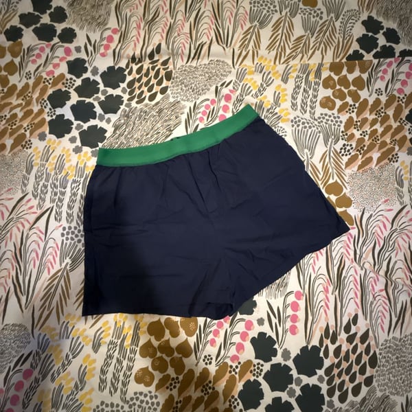 By Anthropologie Navy and Green Elastic Waist Boxer Shorts