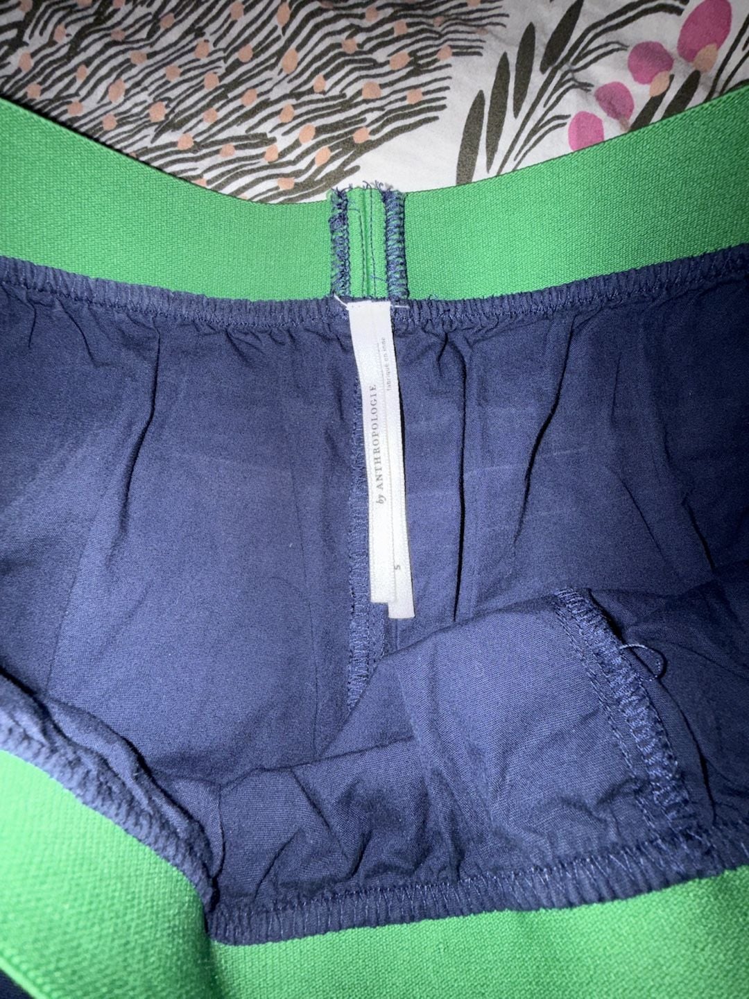 By Anthropologie Navy and Green Elastic Waist Boxer Shorts 3