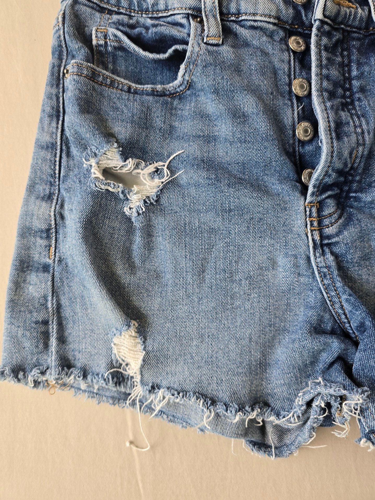 Old Navy Higher High-Rise Sky-Hi A-Line Secret-Smooth Pocket Distressed Denim Shorts 7