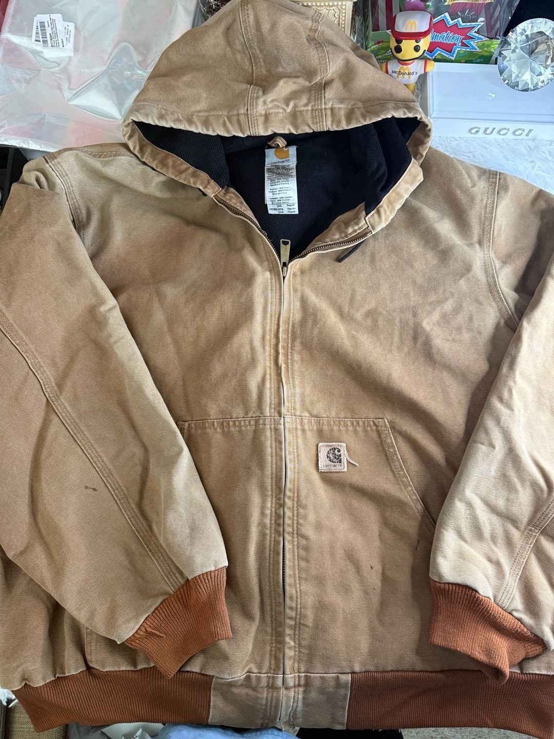 Vintage Carhartt J160 BRN Thermal-Lined Duck Hooded Active Jacket 2