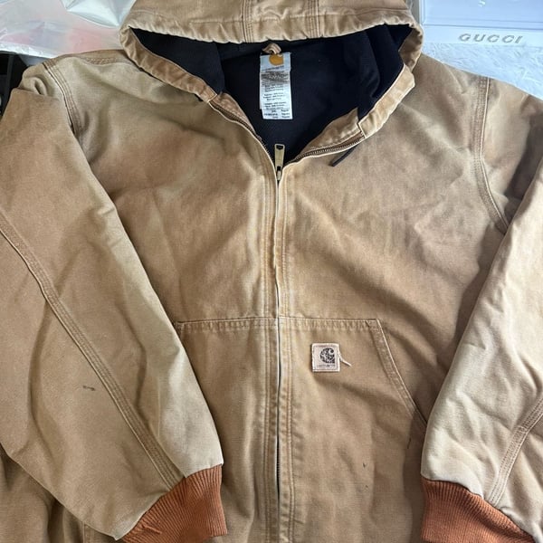 Vintage Carhartt J160 BRN Thermal-Lined Duck Hooded Active Jacket