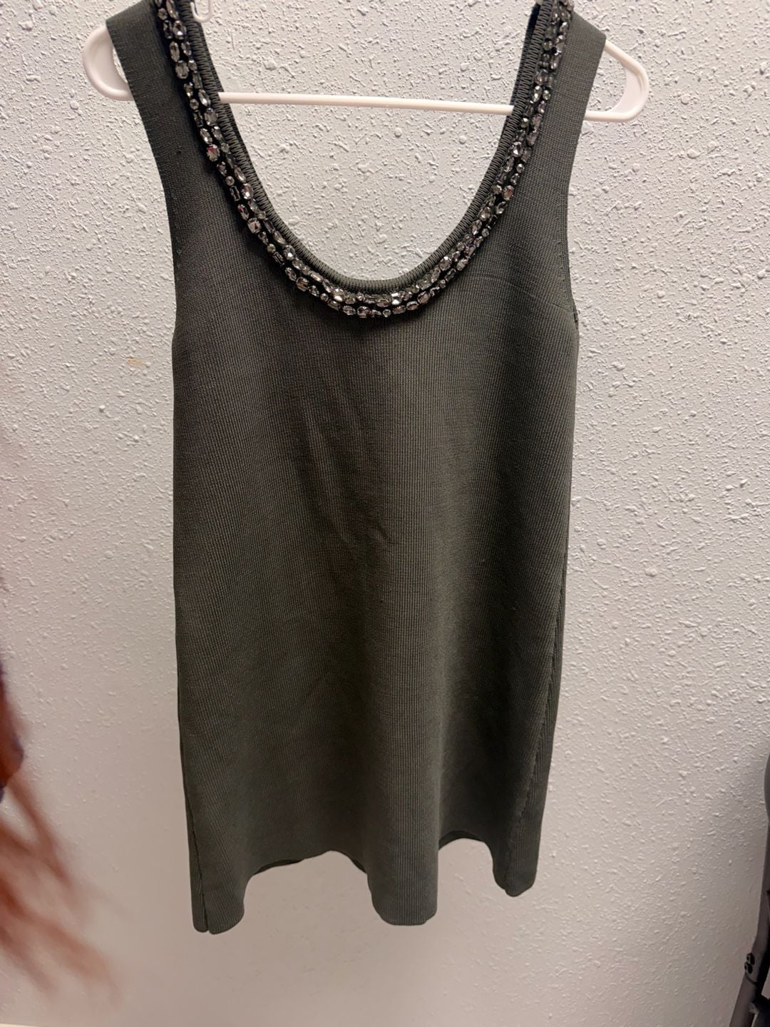 Zara Jewel Ribbed Knit Mini Dress with Rhinestone Embellished Neckline 3