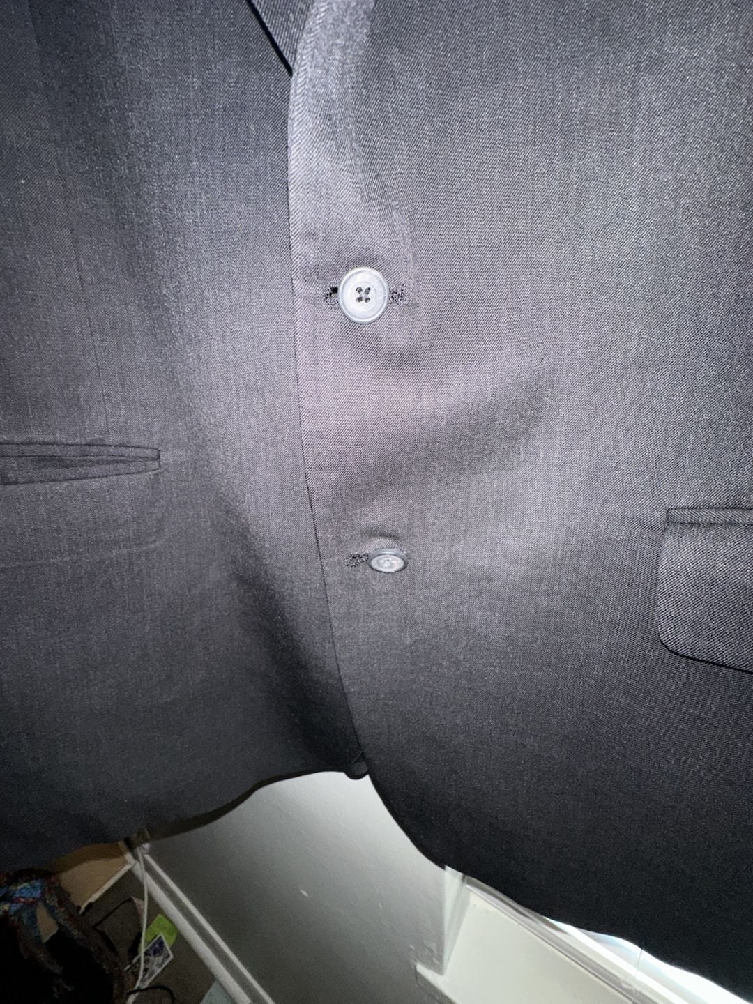 Mens Black Two-Piece Wool Suit Blazer and Trousers 4