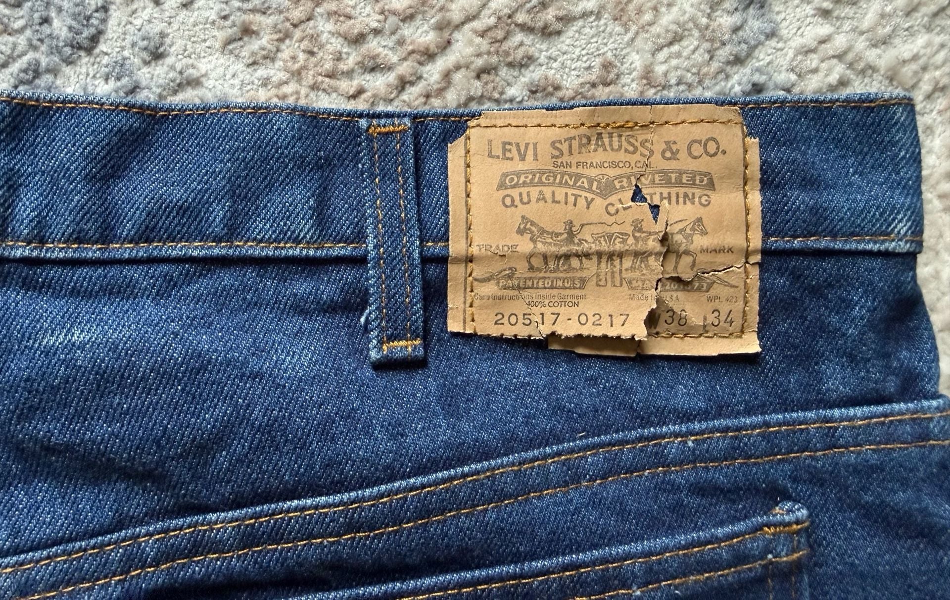 VTG Levi's 20517-0217 Orange Tab Saddleman Bootcut Jeans Made in USA 38x34 7