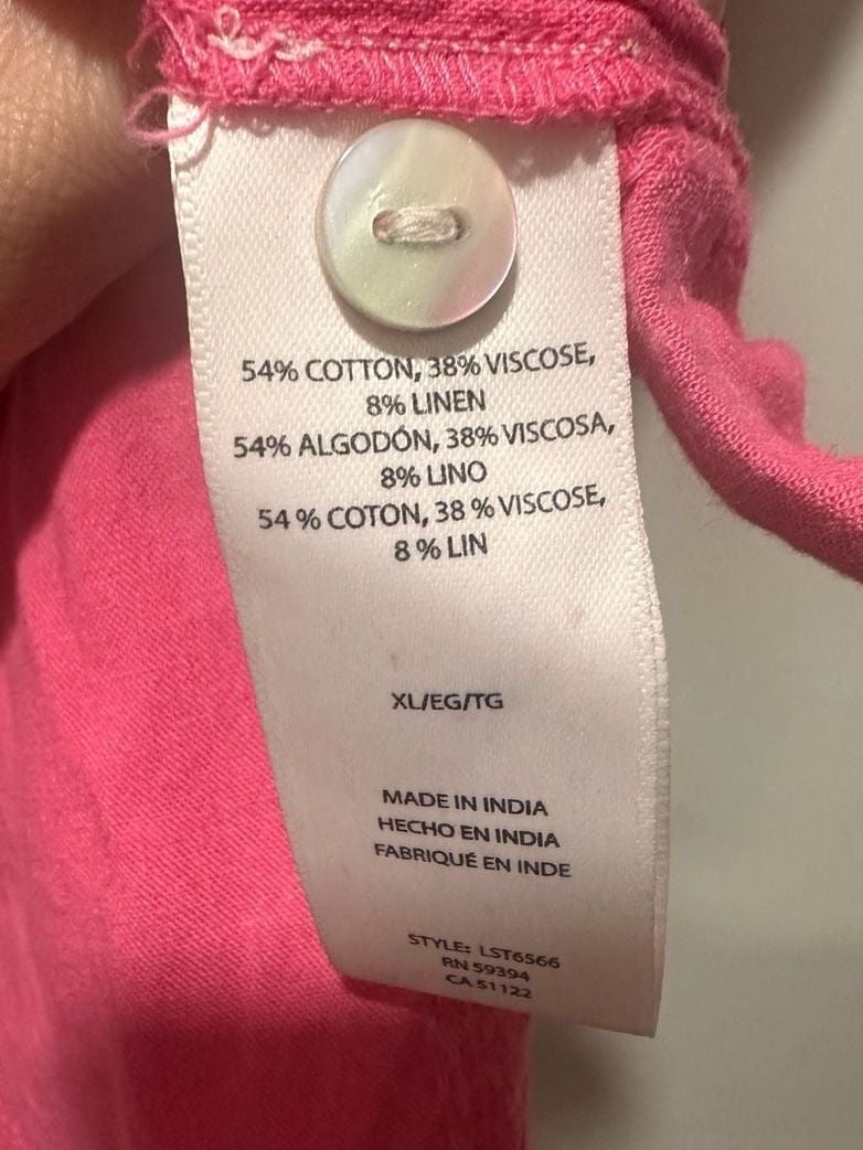 beachlunchlounge Pink Short Sleeve Button-Down Shirt in Aurora Pink, Sz XL 8