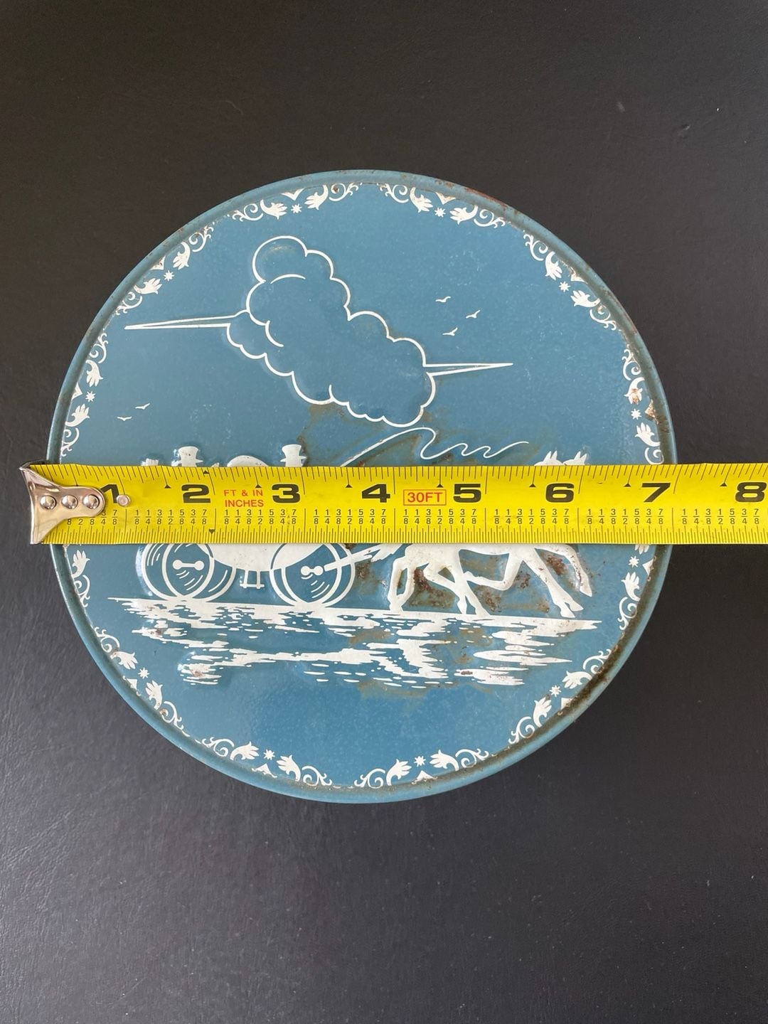 Vintage Shirley Jean The Capitol Cake Company Embossed Blue Biscuit Tin 7