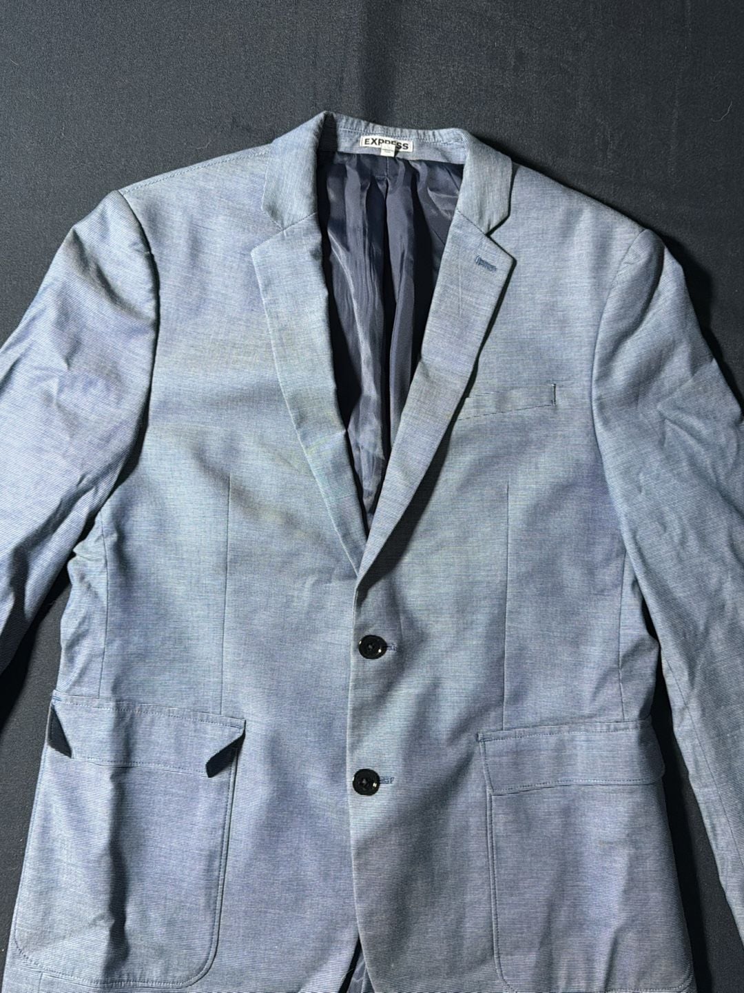 Express Photographer Slim Fit Two-Button Blue Sport Coat Blazer 2