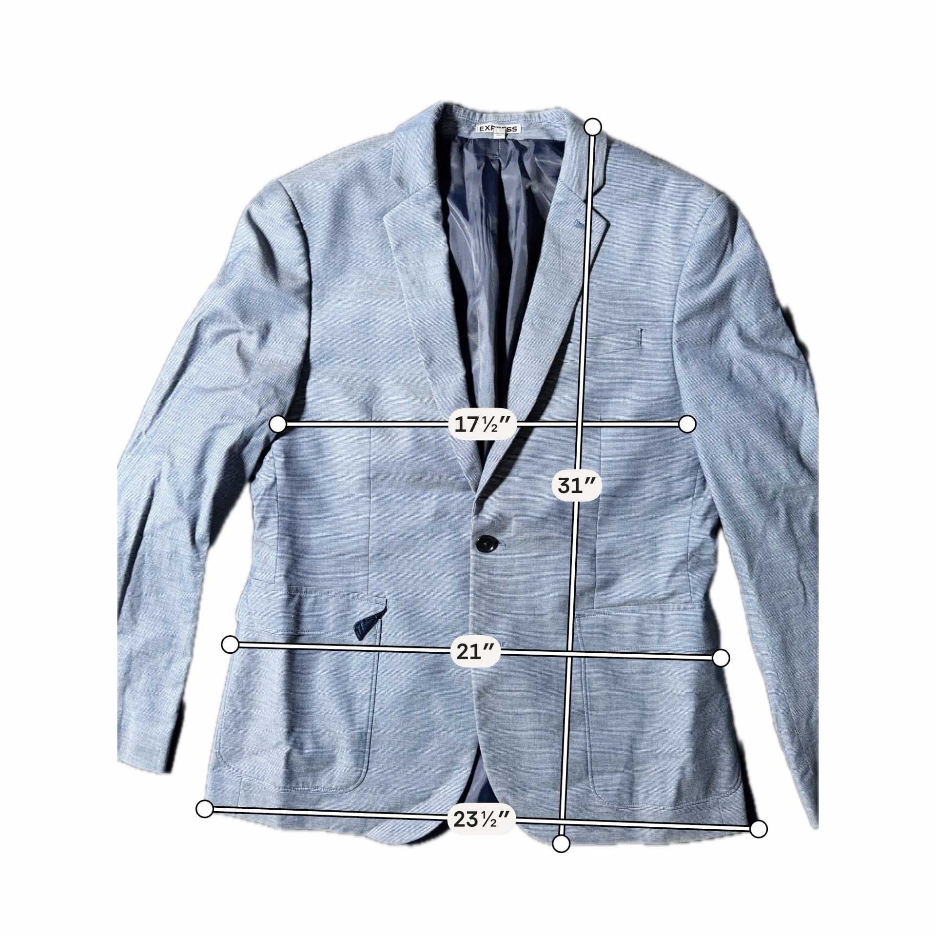 Express Photographer Slim Fit Two-Button Blue Sport Coat Blazer 5