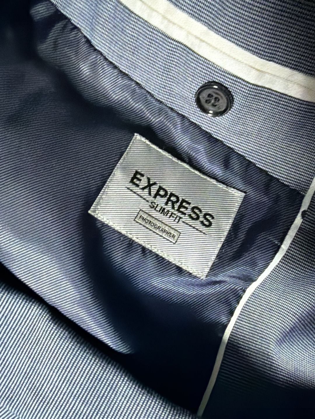 Express Photographer Slim Fit Two-Button Blue Sport Coat Blazer 4
