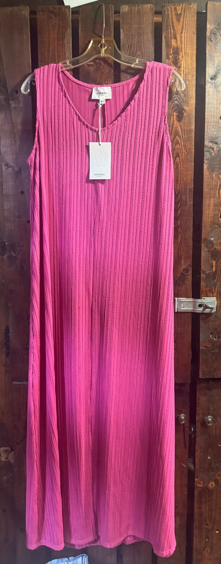 Andrée By Unit Women's Sleeveless Textured Maxi Dress Pink Size Small MHS79 2