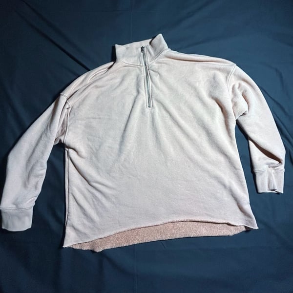 Aerie Women's Raw Hem Quarter-Zip Pullover Sweatshirt, Beige