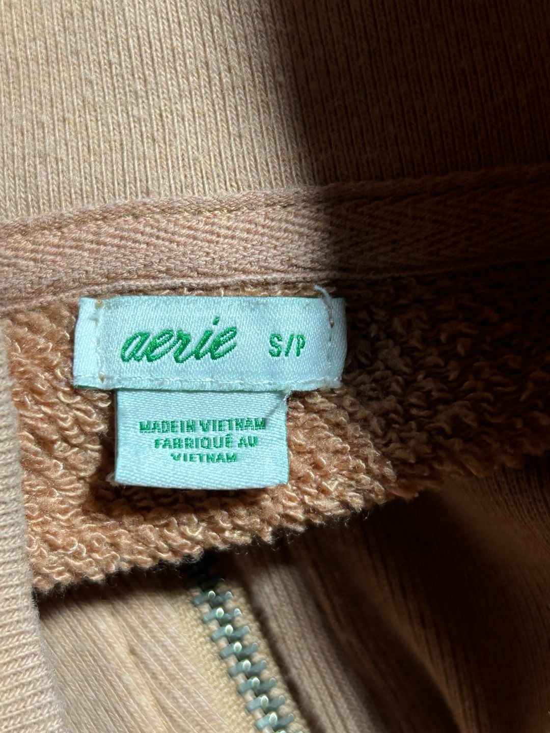 Aerie Women's Raw Hem Quarter-Zip Pullover Sweatshirt, Beige 3
