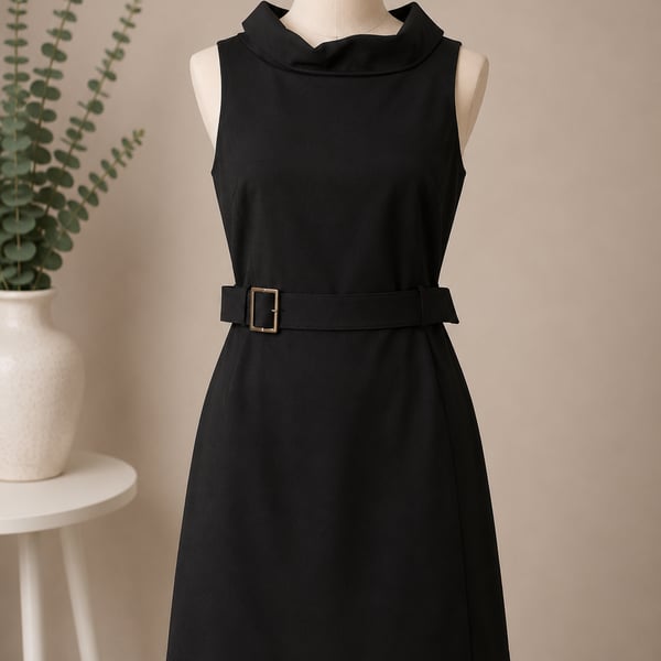 Adrienne Vittadini Black Sleeveless Midi Sheath Dress