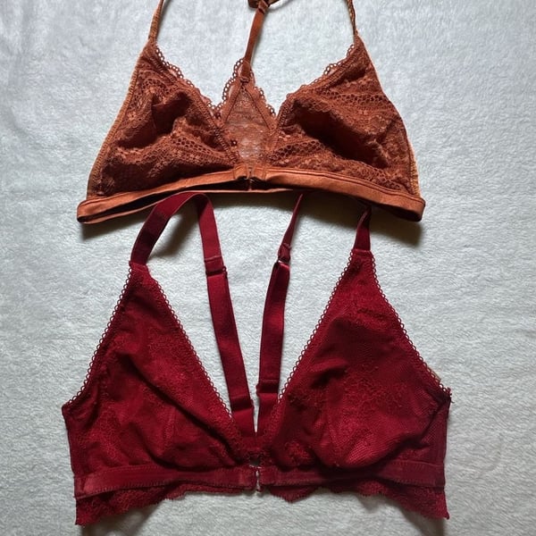 Victoria's Secret Lace and Velvet Trim Bralette Set (2-Piece)