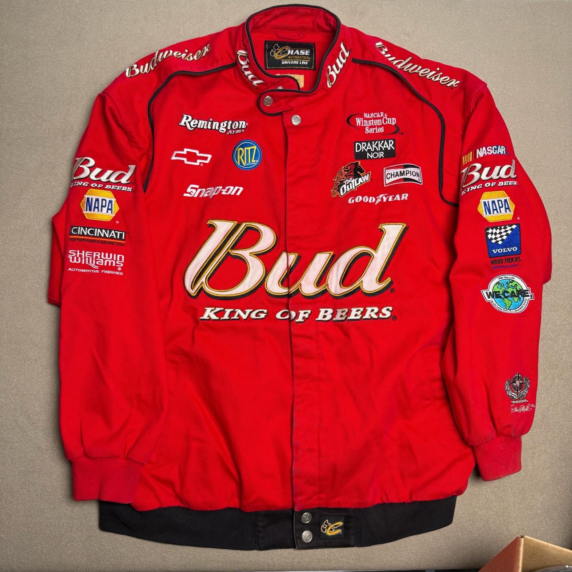 Vintage Chase Authentics Dale Earnhardt Jr. Budweiser Nascar Snap Racing Jacket 2