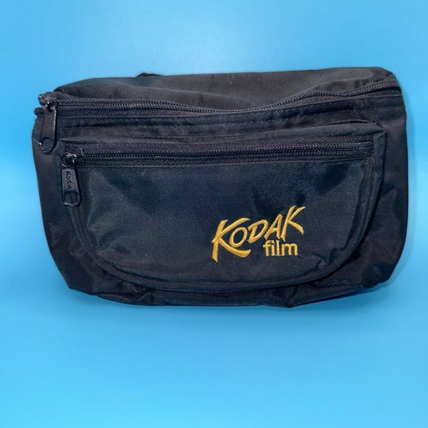 Vintage Kodak Film Black Nylon Fanny Pack Waist Bag Multi Pocket Promo