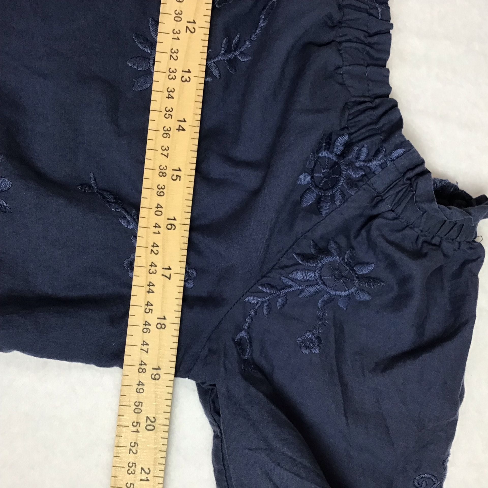 Abercrombie & Fitch Off Shoulder Embroidered Lace Trim Mini Dress Navy Blue S 7