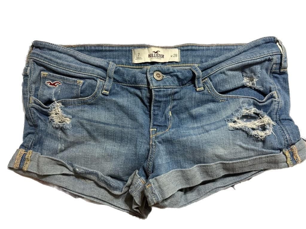 y2k Hollister Women's Distressed Denim Shorts 2