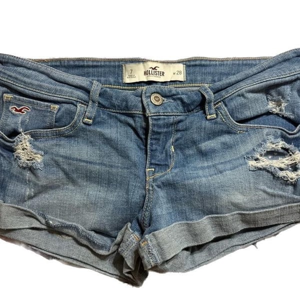 y2k Hollister Women's Distressed Denim Shorts 